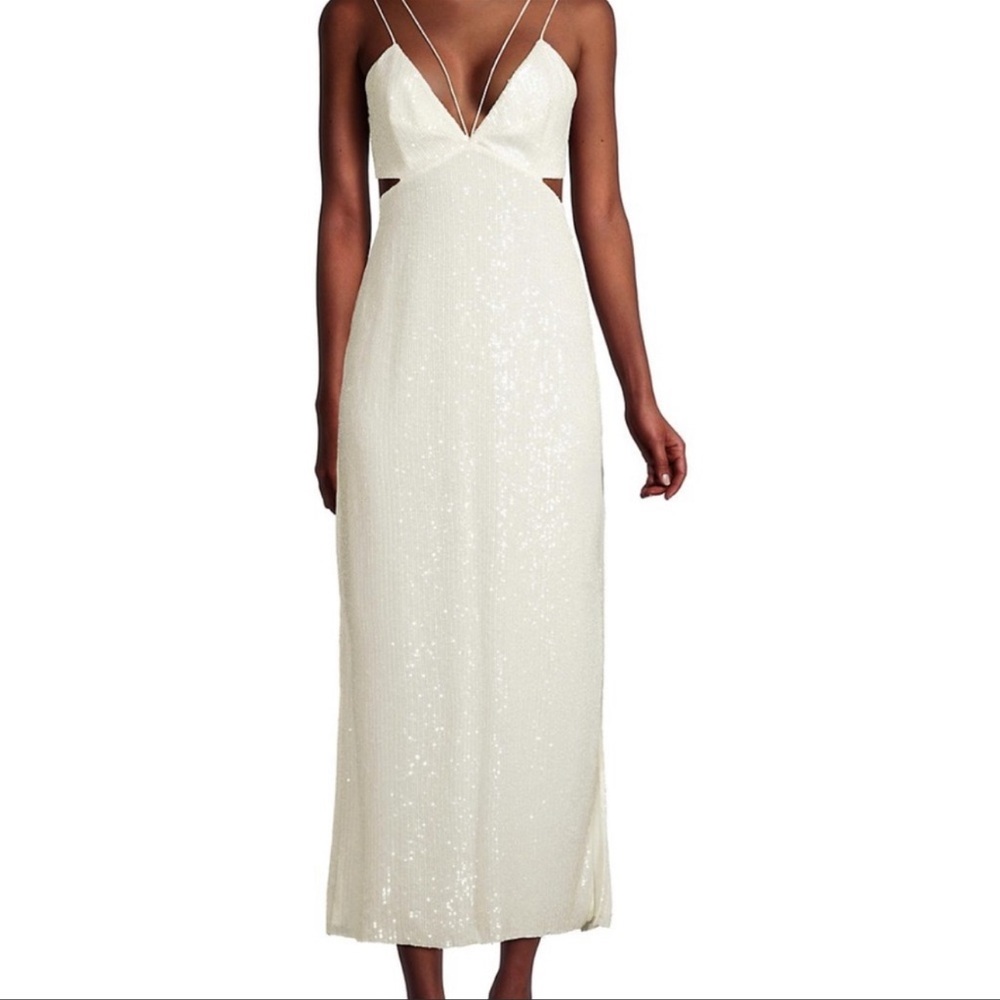 Sachin & Babi Vivi White Sequin Midi Dress - size 8